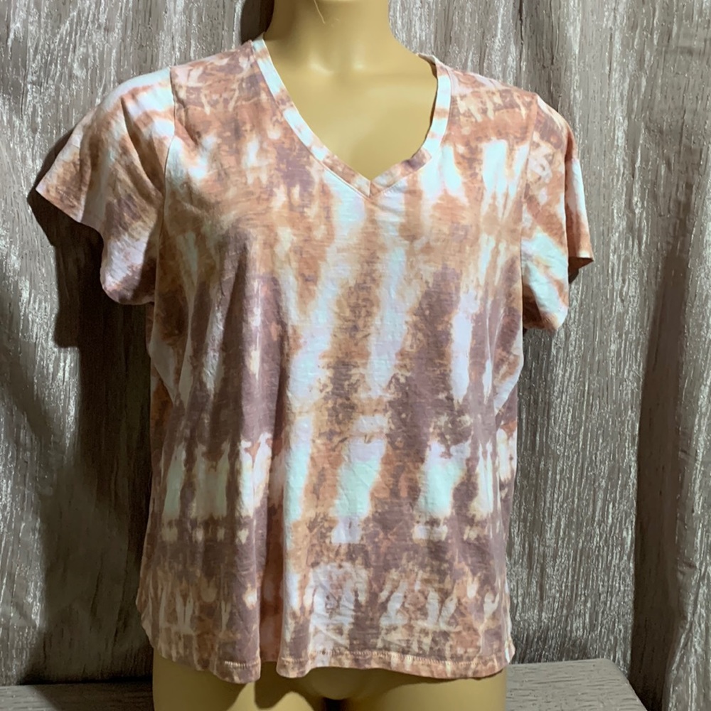 Sonoma Tee T-shirt Top Brown Pink White XXL The Everyday Tee Pullover Stretchy